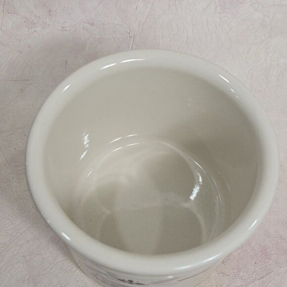 Longaberger 4" Pottery Heritage Red White One Pint Crock with lid - Picture 5 of 8